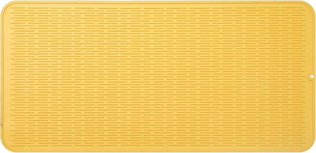 Silicone Dish Drying Mat for Multiple Usage,Easy clean,Eco-friendly,Heat-resistant Silicone Mat for Kitchen Counter or Sink,Refrigerator or Drawer Liner Yellow 5XL 36inches x 18inches