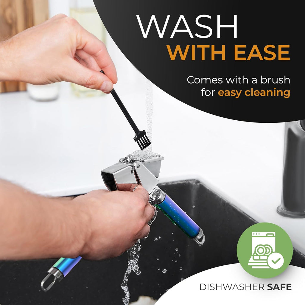 ORBLUE Garlic Press Stainless Steel - Premium Professional Grade Garlic Mincer, Crusher & Peeler Set - Easy Clean, Dishwasher Safe & Rust-proof, Multi-colored