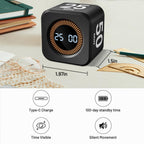 Rotating Pomodoro Timer Cube – 5/10/25/50 Minutes Preset Silent/Vibration/Custom Modes Flip Timer | ADHD Focus Helper for Study, Work & Kitchen (Black)