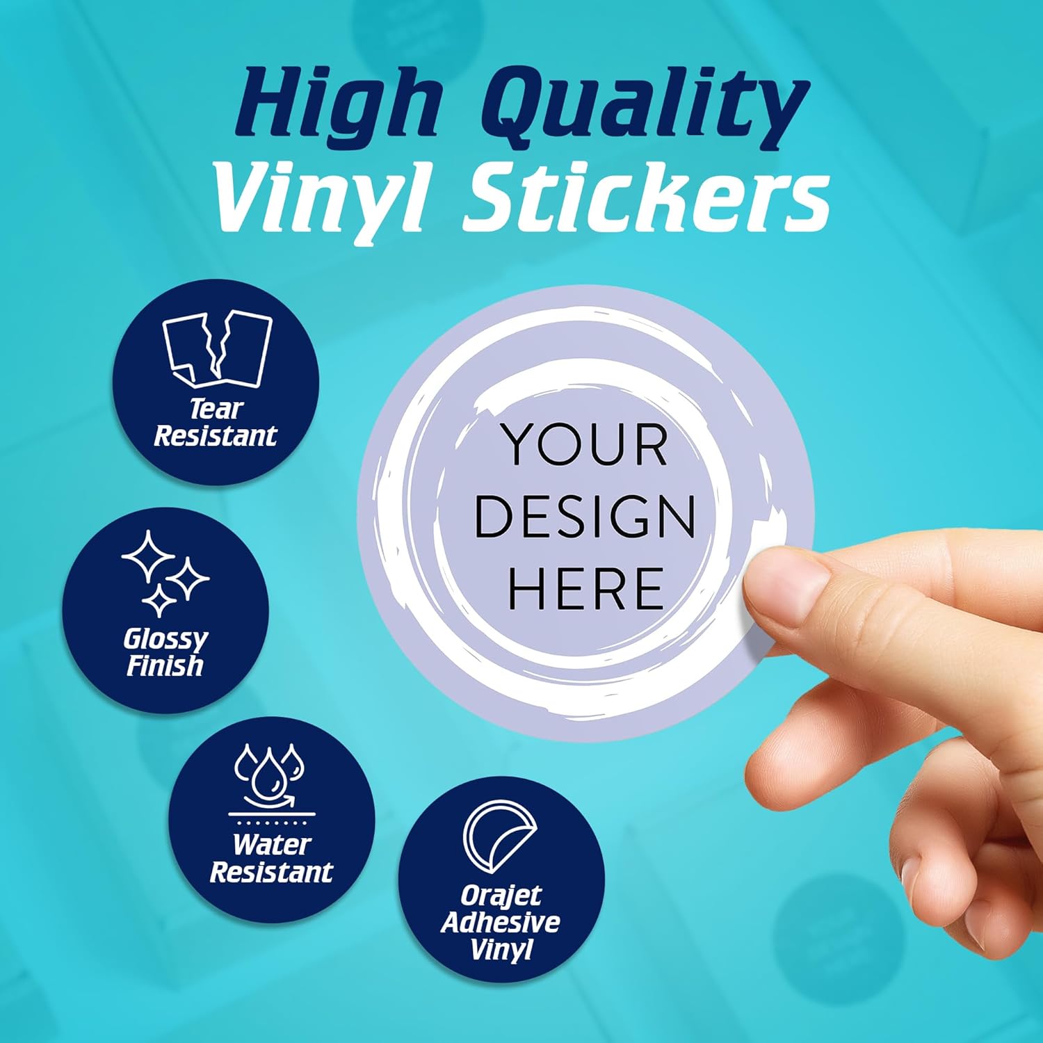 100 Custom Vinyl Stickers - Upload Your own Image, Text, Design, Logo - Personalized Logo Labels for Handmade, Packaging, Bottle, Jars, Candle, Brand Stickers (Lavender Swirls, 3x3)