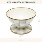 MACKENZIE-CHILDS Enamel Ice Cream Bowl, Serving Bowls for Entertaining, 2-Cup Capacity, Gray-and-White Sterling Check