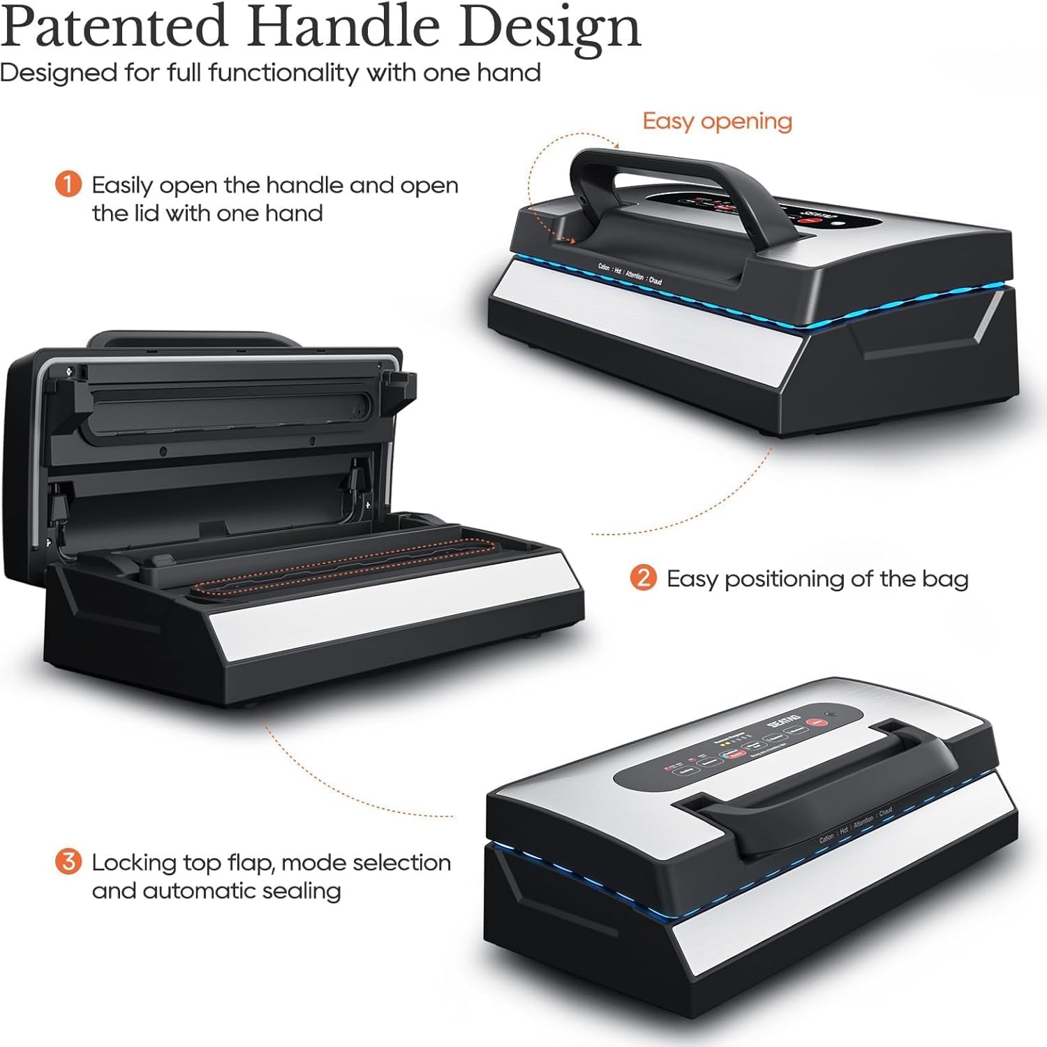 SEATAO VH5188 Automatic Vacuum Sealer Machine, 90kPa Multifunction Commercial Vacuum Food Sealer For Food Preservation, Dry & Moist & Food & Extended Modes, LED lights, Double Seal