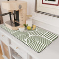 AMOAMI Coffee Mat Hide Stain Rubber Backed Absorbent Dish Drying Mat for Kitchen Counter - Fits Under Coffee Maker or Machine - Green Line 17x31.5