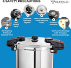 Buffalo Pressure Cooker 8 Qt Stainless Steel - Small Canning Pot with Lid for Home, Commercial Use - Easy to Clean Stove Top Pressure Canner, Can Cooker - SG Certificate QCP408
