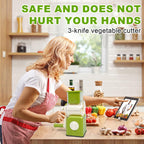 3 in 1 Cheese Grater, Rotary Cheese Grater with Handle for kitchen, Vegetable Slicer with 3 Replaceable Stainless Steel Blades,Peeler and Rubber Gloves (Green)