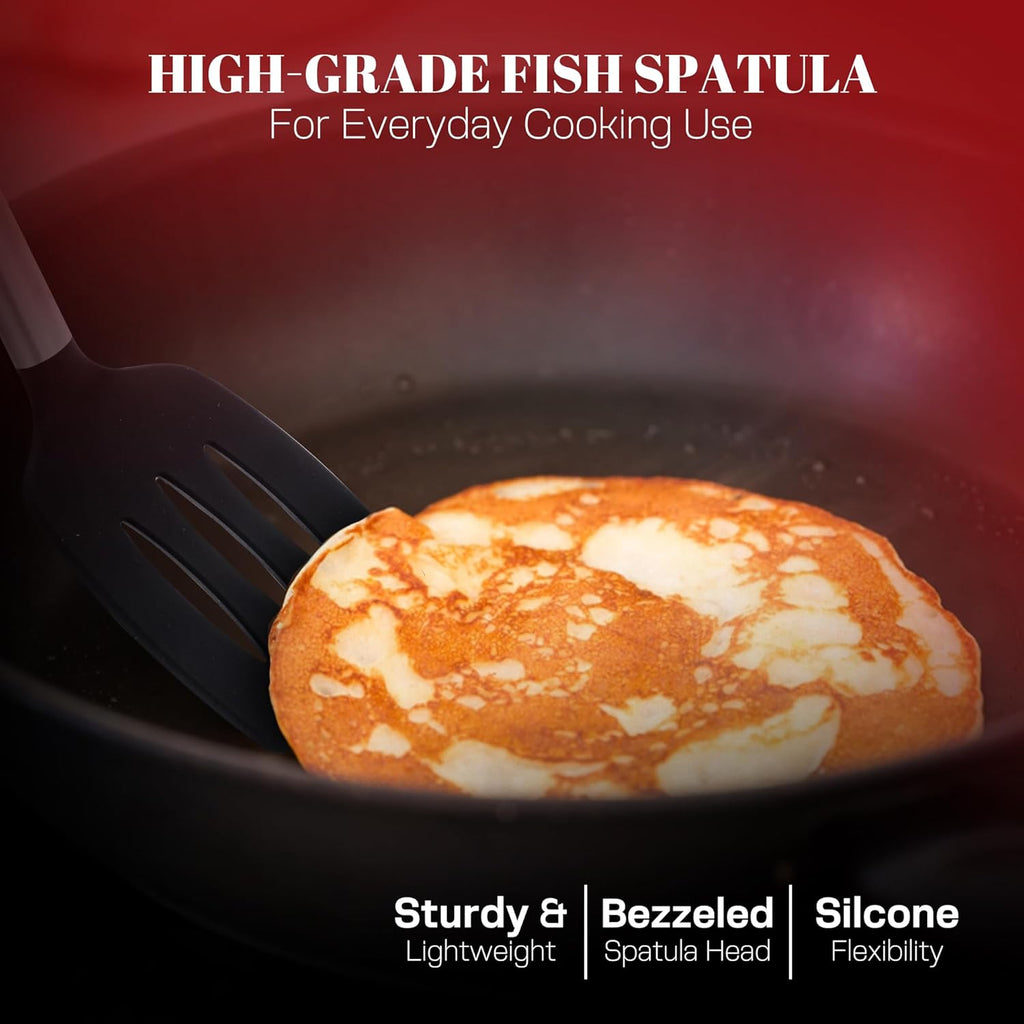 Silicone Spatula Set - Pack of 2 Non Stick Slotted Kitchen Spatulas, Heat Resistant Silicone Turner for Frying, Baking, BPA-Free, Slotted Spatula for Nonstick Cookware