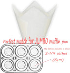 Jumbo Extra Large size White Tulip Baking Cups 2-1/4"(Base diameter) x 3-3/4"(Wall height) Greaseproof paper baking cupcake Muffin liners, Case of 130 pcs