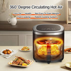 Glass Air Fryer,4.5QT Air Fryer with Viewing Glass Pot, Air Fry, Roast, Reheat, Dehydrate, Air Crisp Technology,Nonstick & Dishwasher Safe Basket,97% Less Oil,Features Digital Timer
