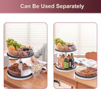 2 Tier Lazy Susan Organizer Clear Turntable for Cabinet Bathroom Countertop and Pantry with Large Spice Rack (11 Inch, White)