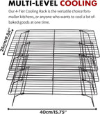 ShellKingdom Cooling Racks, Stainless Steel Non-Stick Baking Racks And Oven Safe Wire Cool Racks for Cookies, Cakes and Baking, 4-Tier, Foldable