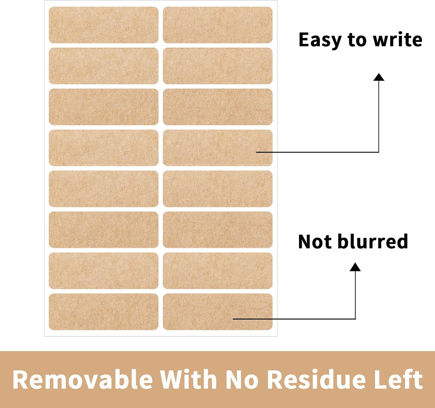 Removable Kraft Label Stickers- Writable Gift Tag Stickers Labels, Self-Adhesive Brown Kraft Label for Essential Oil Bottle, Jars, Food Storage or Gift Decoration-240 PCS