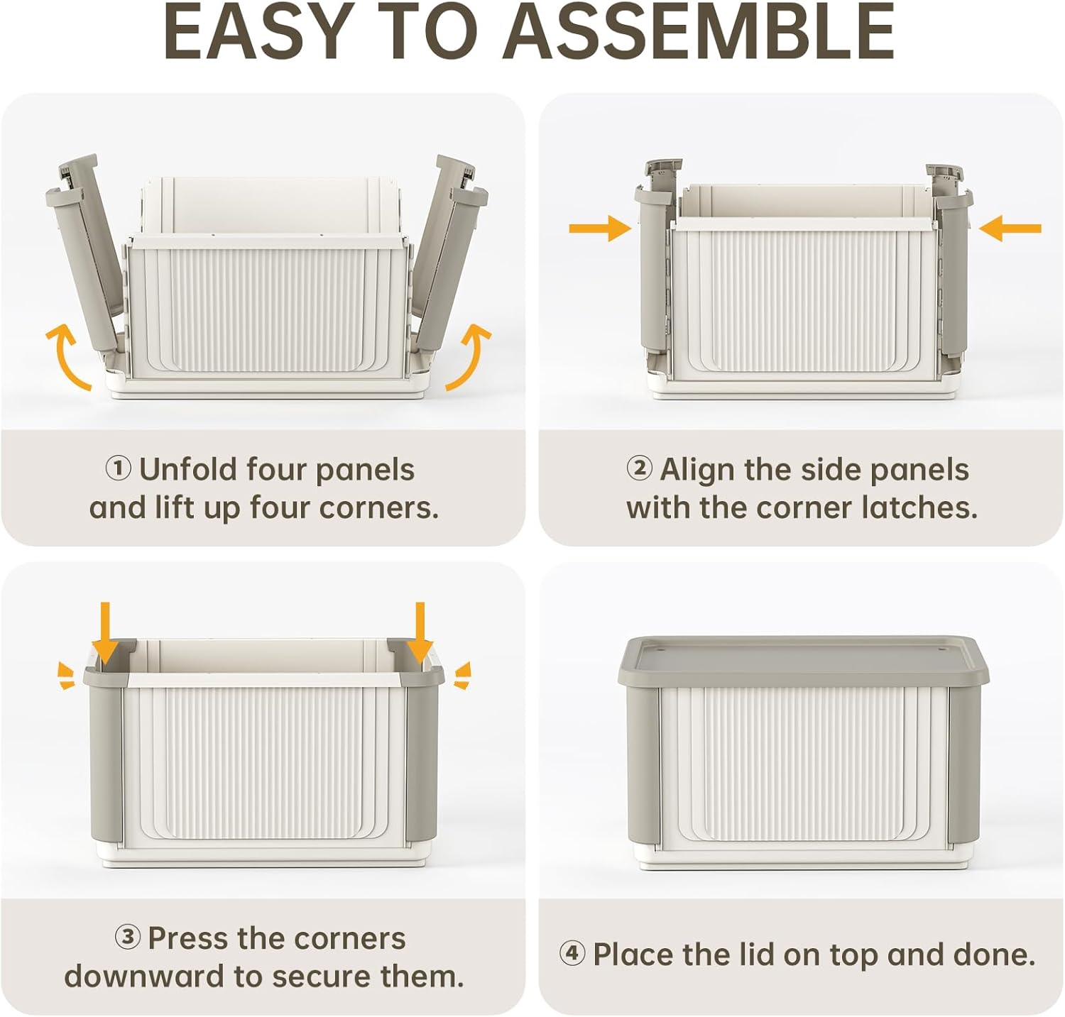 HAIXIN Collapsible Storage Bins with Lids 4 Pack - 62.8 QT Foldable Closet Storage and Organizer Plastic Stackable Storage Box for Home Garage Office Craft