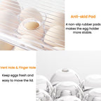 vacane Plastic Egg Holder for Refrigerator,Stackable Egg Holder Clear Tray with Lid,BPA-Free Egg Container Organizer Countertop Kitchen Fridge, Stores 16 Eggs - 2 Pack