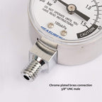 MEASUREMAN Stainless Steel Pressure Cooker Gauge, Pressure Canner Gauge, Steam Pressure Gauge, 2" Dial, Lower Mount, Including Gasket, Washer and Nut