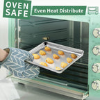 Baking Sheets Set of 2, HKJ Chef Cookie Sheets 2 Pieces & Stainless Steel Baking Pans & Toaster Oven Tray Pans, Rectangle Size 10 x 8 x 1 inch, Non Toxic & Healthy & Easy Clean