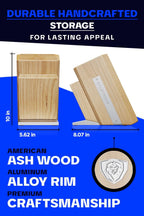 DALSTRONG Universal Knife Block - 18 Slots - Premium American Ash Wood - Aluminum Alloy Rim Kitchen Set - Lion Head Logo Badge - Premium Craftsmanship Knife Set - Angled For Ergonomics - Cleans Easily