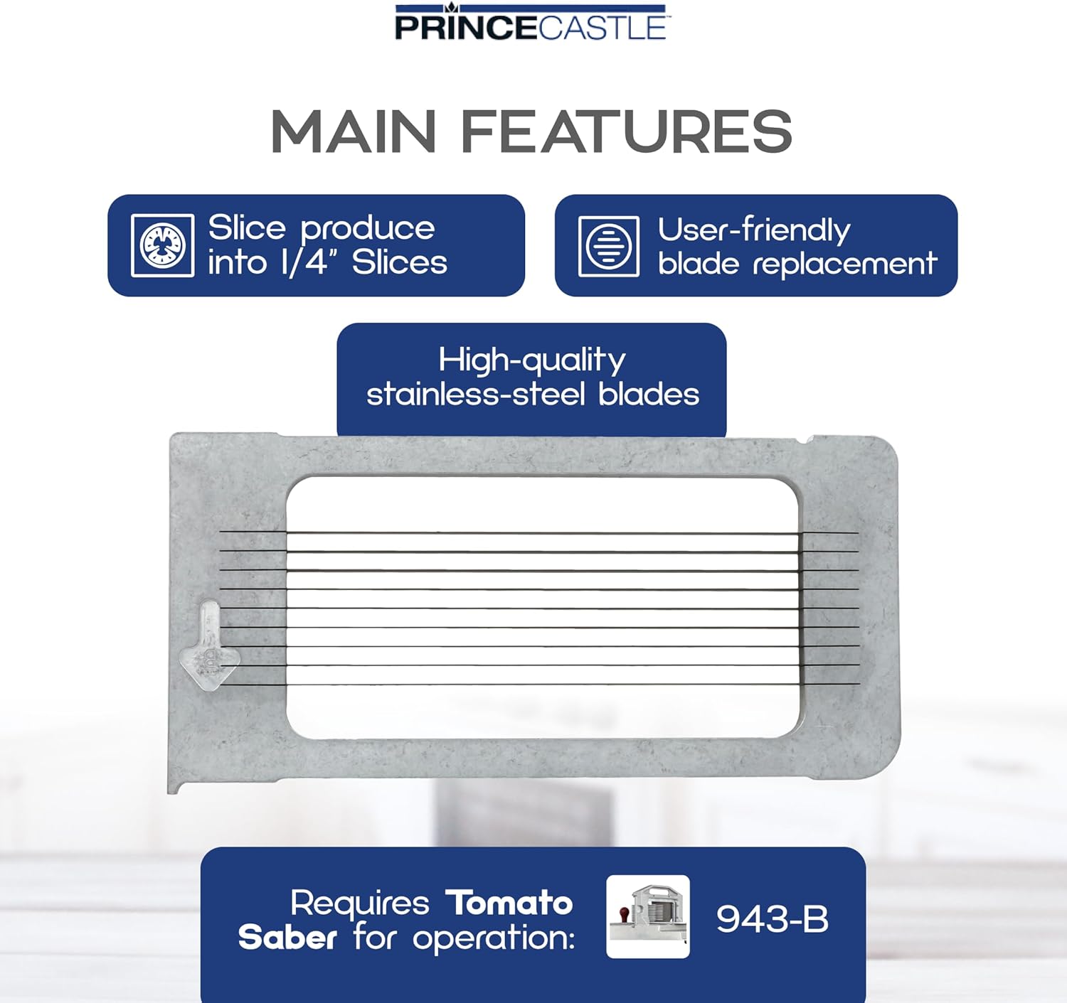 Prince Castle 1/4" Blade Cartridge for 943-B Tomato Saber, 9 Blades - Blade Replacement Cutter Blade for Cutting and Chopping Tomatoes, Fruits and More in Commercial Kitchens, Restaurants and More