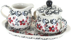 Blue Rose Polish Pottery Scarlett Ivy Sugar & Creamer with Tray