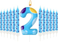 13PCS Blue Dog Paw Birthday Candles Set Cake Topper Numeral Birthday Candles for Boy Girl Dog Paw Decoration(Number 2)