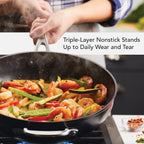 KitchenAid Hard Anodized Induction Nonstick Stir Fry Pan/Wok with Helper Handle, 12.25 Inch, Matte Black