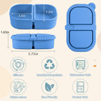 2/3/4Pack 8 oz Reusable Silicone Snack Containers with Lids, Mini Containers 2 Compartments Snackle Box for Kids & Adults, Portable Silicone Food Storage Box for Picnic, School, Office (8oz-2C-3Pcs)