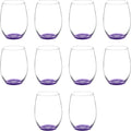 DISCOUNT PROMOS 10 ARC Stemless Wine Glasses Set, 21 oz. - Chardonnay, Cabernet, Merlot, Sauvignon - Purple