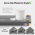 Kitchen Sink Caddy Water Absorbing Stone Drying Tray, Diatomite Bathroom Sink Organizer, Faucet Counter Mat Coaster, Soap Dish Rack Riser Dispenser Sponge Holder, Dark Gray Gold 10" x 4"