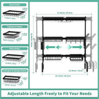 Over The Sink Dish Drying Rack,Expandable Length 3-Tier Large Stainless Steel Over The Sink Dish Rack with 6 Baskets, Utensil Holder Dish Drainers for Kitchen Counter