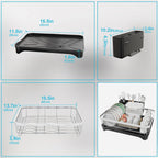 Dish Drying Rack 304 Stainless Steel Dish Rack with Drainboard,Space Spaving Auto-Draining Drying Racks for Kitchen Counter,Large Capacity Dish Racks for Bowls, Cups, Dish Drainer Black