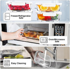 VERONES 5 Pack 36 OZ Glass Meal Prep Containers, Airtight Glass Lunch Containers Set, Food Storage Containers with Lids,Exclusive of BPA, for Microwave, Oven, Freezer & Dishwasher Friendly,White