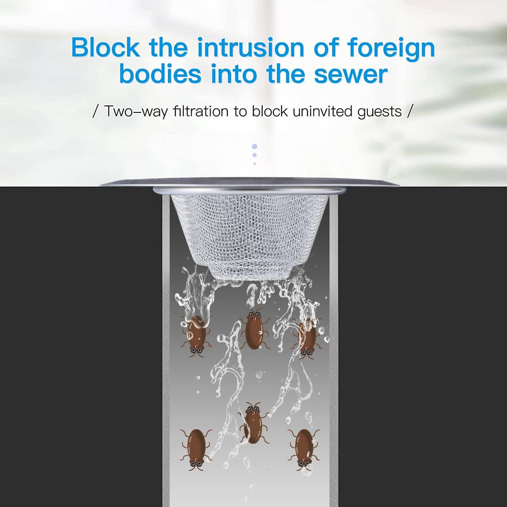 Mesh Sink Strainer Set of 2, MSY BIGSUNNY Stainless Steel Kitchen Sink Strainer Kitchen Drain Strainer with Large Wide Rim 4.5 inch Diameter for Kitchen Sinks