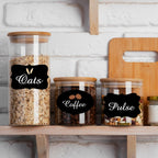 Black Labels Stickers, 250 PCS 3" x 2" Fancy Shape Sticker for Storage Box or Food Jars Holiday Present Christmas Gift Tags