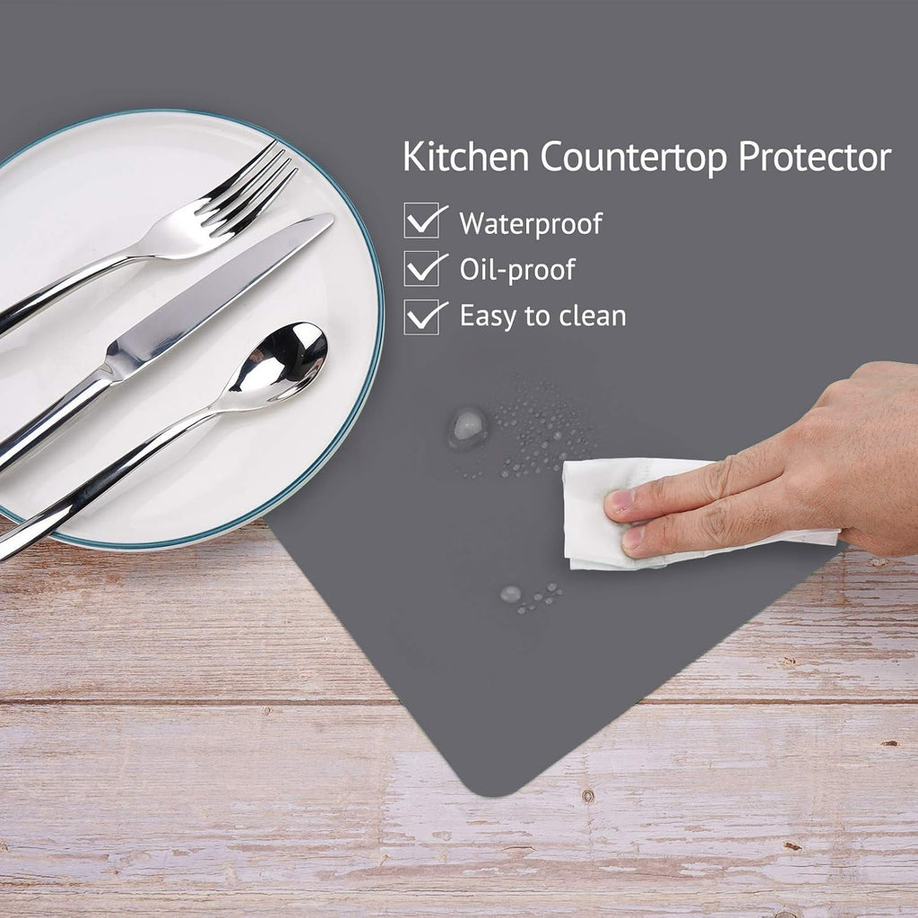 Silicone Mats for Kitchen Counter, Thicker 0.06", 25 x 17 inches Multipurpose Table Mat, Silicone Pad Desk Work Mat, Nonstick Nonskid Heat-Resistant Pad, Placemat, Dark Gray, 2PCS