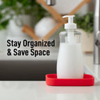 Zulay Kitchen Small Silicone Sponge Holder (4.9x3.3”) – Space-Saving Sink Organizer Tray for Sponge, Soap, Brush & More – Compact Non-Slip Dish for Kitchen & Bathroom (Red)