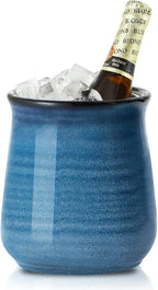Hasense Extra Large Utensil Holder Crock for Kitchen Counter - 7.1” x 5.9” Vintage Farmhouse Blue Ceramic Caddy Utensil Organizer and Rustic Table Decor for Spatulas, Spoons, and Other Cooking Tools
