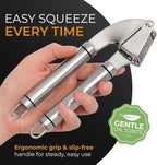 ORBLUE Garlic Press Stainless Steel - Premium Professional Grade Garlic Mincer, Crusher & Peeler Set - Easy Clean, Dishwasher Safe & Rust-proof