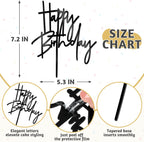 1 PCS Black Happy Birthday Cake Topper, 5.3 Inch x 7.2 Inch Acrylic Cake Topper Happy Birthday Cake Sign, Birthday Cake Decorations for Party Dessert, and Anniversary Supplies