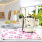 Disco Balls Pink Dish Drying Mat for Kitchen Counter Absorbent Microfiber Drying Pad, Medium 16x18 in, Reversible Drainer Mats