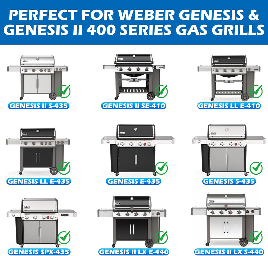 6789 Full Size Griddle Inserts for Weber Genesis II 400 Series Flat Top Grill Plate with Handles for Weber Genesis II E-410 S-410 E-435 S-435 LX E/S-440