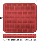 Silicone Dish Drying Mat for Multiple Usage,Easy clean,Eco-friendly,Heat-resistant Silicone Mat for Kitchen Counter or Sink,Refrigerator or Drawer Liner Red 2XL 24 inches x 18 inches