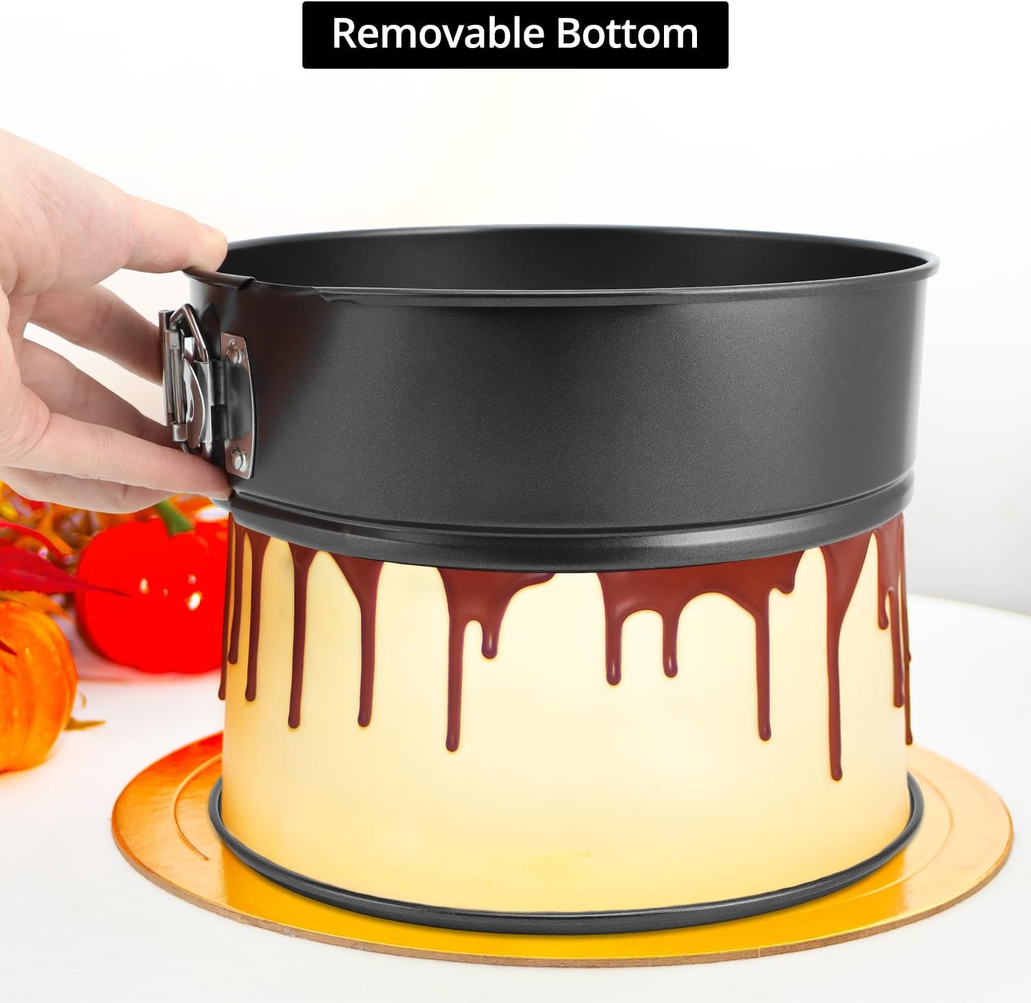 QWORK 3-Piece Nonstick Springform Pan Set with Accessories - Includes 6", 8", 10" Cake Pans, 51 Parchment Liners