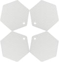 4 Packed Silicone Trivet Mats - DIY Different Size Dish Drying Mat, Hot Pot Holder for Pots & Pans, Non-Slip & Heat Resistant Kitchen Hot Pads for Countertops & Table, White