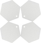 4 Packed Silicone Trivet Mats - DIY Different Size Dish Drying Mat, Hot Pot Holder for Pots & Pans, Non-Slip & Heat Resistant Kitchen Hot Pads for Countertops & Table, White