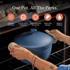 Our Place Perfect Pot - 5.5 Qt. Nonstick Ceramic Sauce Pan with Lid | Versatile Cookware for Stovetop and Oven | Steam, Bake, Braise, Roast | PTFE and PFOA-Free | Toxin-Free, Easy to Clean | Blue Salt