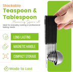 Spring Chef Stainless Steel Magnetic Measuring Spoons Set of 8 with Leveler, Round Metal Teaspoon & Tablespoon Measuring Spoons - Kitchen Gadgets For Baking and Cooking