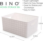 BINO Plastic Basket, Medium - White, 4 Pack, THE STABLE COLLECTION, Multi-Use Storage Basket, Rectangular Cabinet Organizer, Baskets for Organizing with Handles, Home & Office Storage Organizer