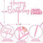 1 PCS Happy Birthday Cake Topper, 4.7 Inches x 5.5 Inches Acrylic Cake Topper, Pink Crisp Lettering Birthday Cake Decorations for Kids, Adults, Dessert, Birthdays Party, Table, Photo Booth