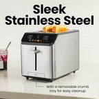 Chefman Smart Touch 2 Slice Digital Toaster, 6 Shade Settings, Touchscreen Controls, Extra-Wide Slots for Thick Breads & Bagels, +10 Seconds, Defrost, Removable Crumb Tray – Stainless Steel