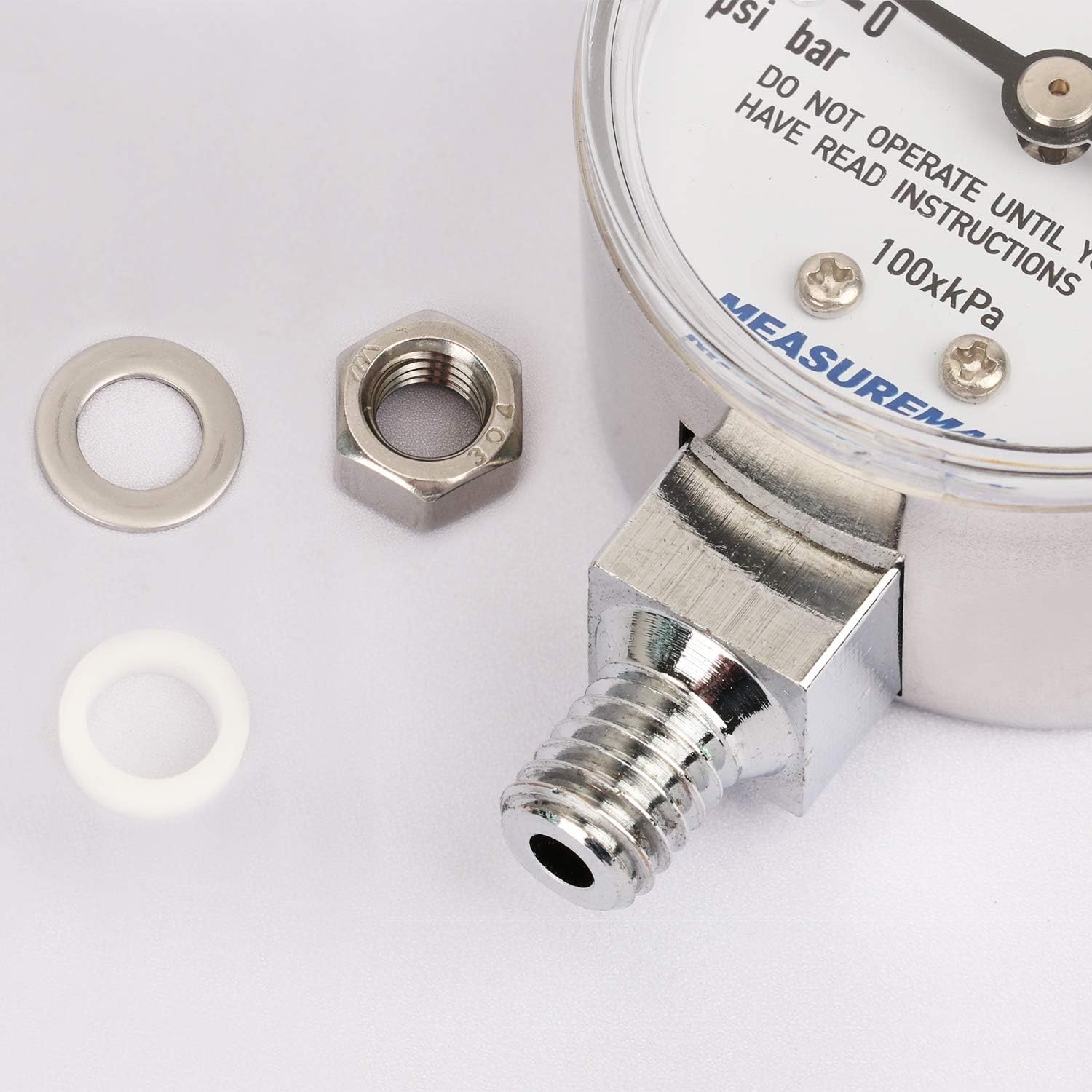 MEASUREMAN Stainless Steel Pressure Cooker Gauge, Pressure Canner Gauge, Steam Pressure Gauge, 2" Dial, Lower Mount, Including Gasket, Washer and Nut