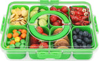 shopwithgreen Snackle Box Charcuterie Container, Divided Serving Tray with Lid and Handle for Party, Veggies, Fruit, Nuts, Food Tray Platter Snack Box Container for Entertaining, Picnic, Green
